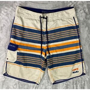 Billabong Boardshorts Mens 33 Beige Blue Orange All Day Striped M150BAST 2015